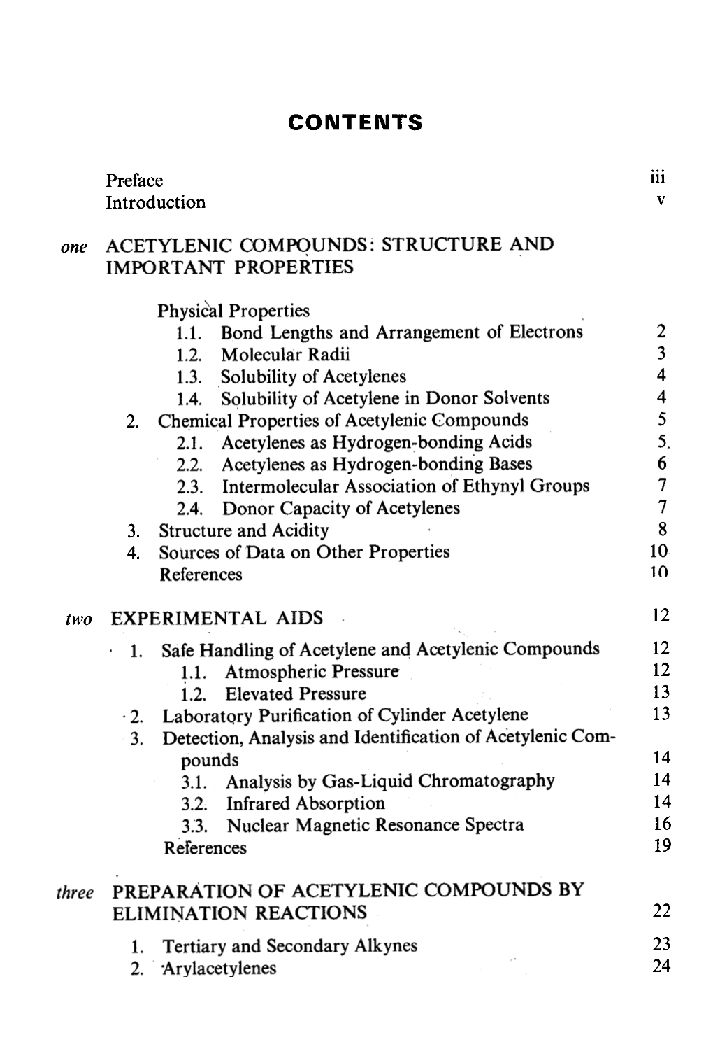 CONTENTS ACETYLENIC Compqunds: STRUCTURE AND