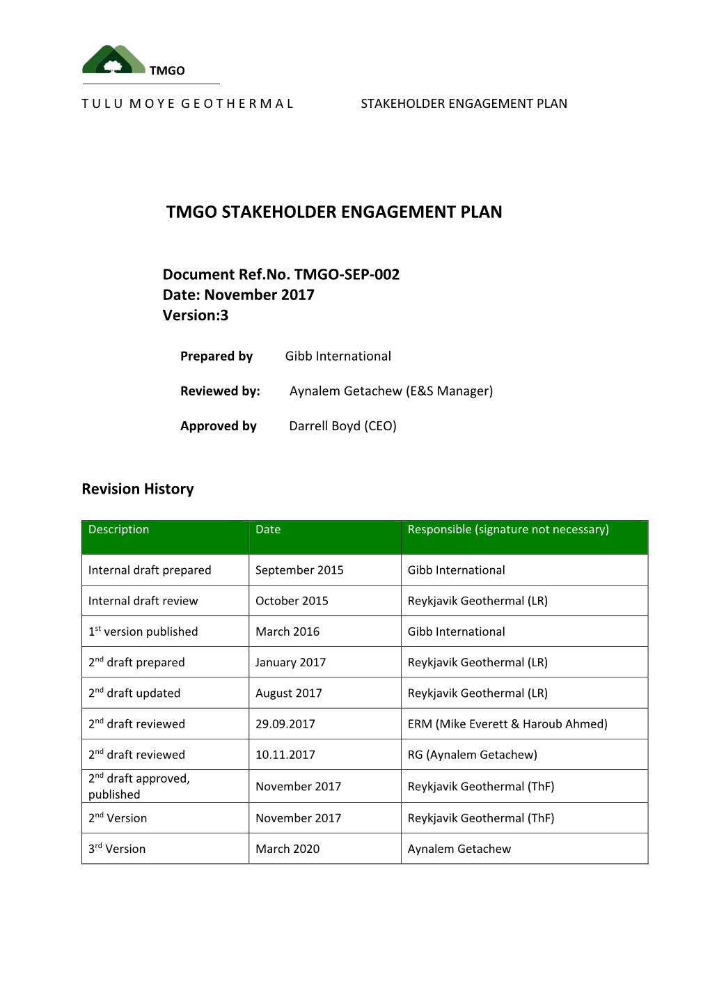 Tmgo Stakeholder Engagement Plan