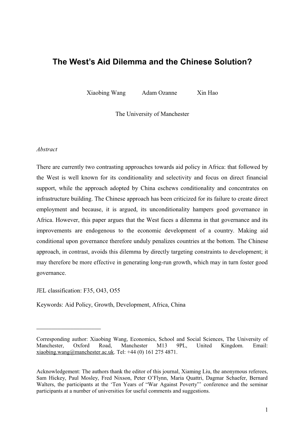 The West S Aid Dilemma and the Chinese Solution?