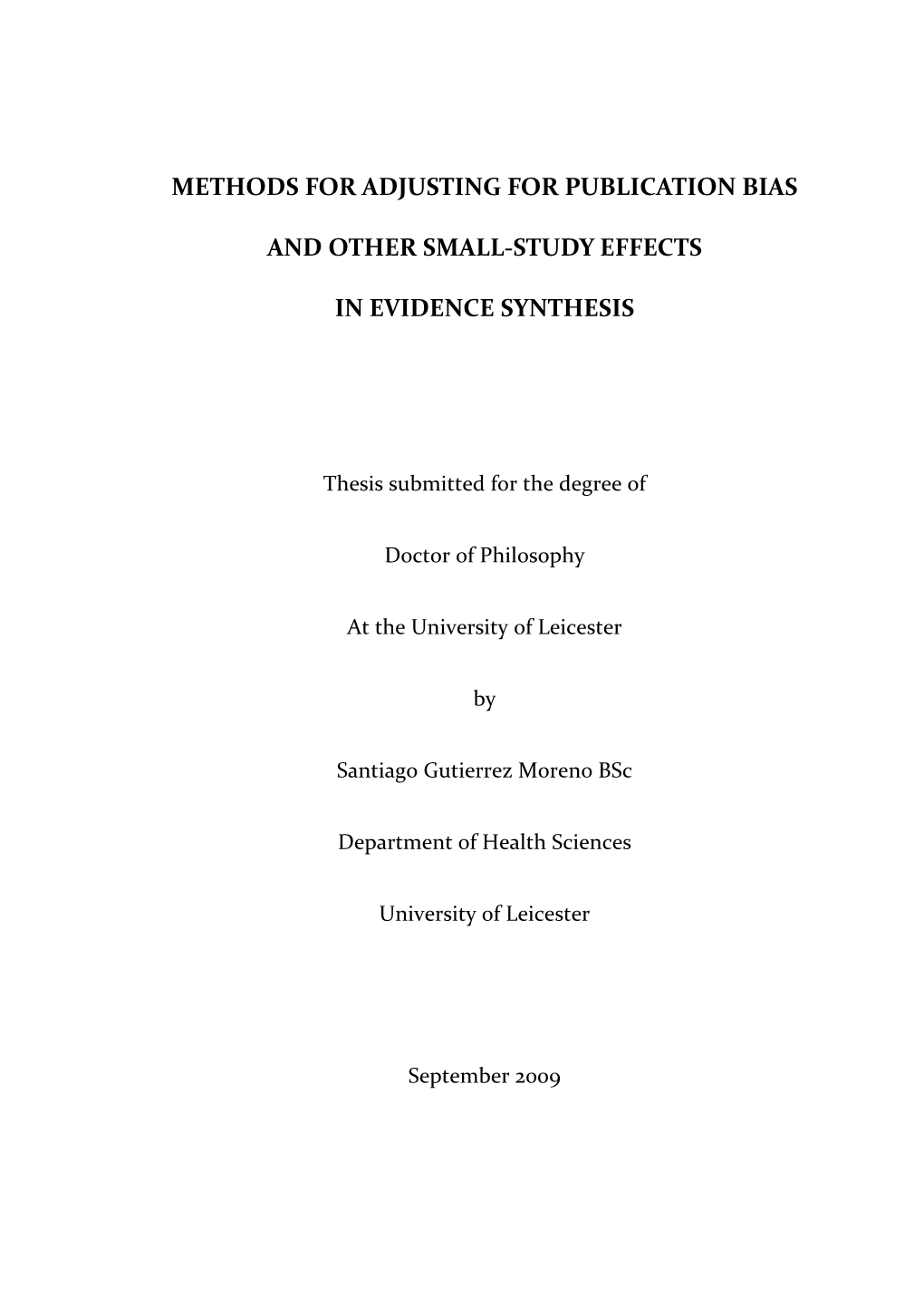 Methods for Adjusting for Publication Bias and Other Small-Study Effects In