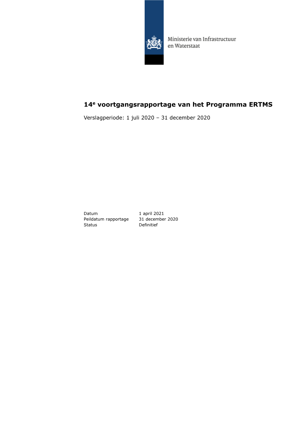 14E Voortgangsrapportage Van Het Programma ERTMS