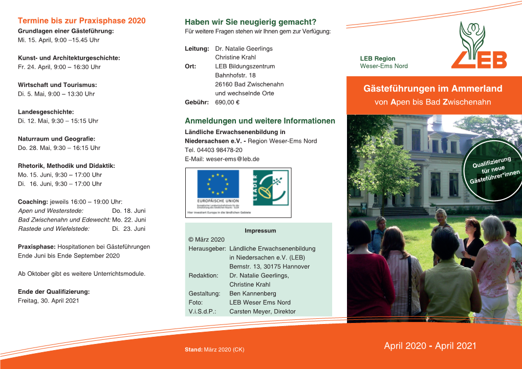 Gästeführungen Im Ammerland April 2020
