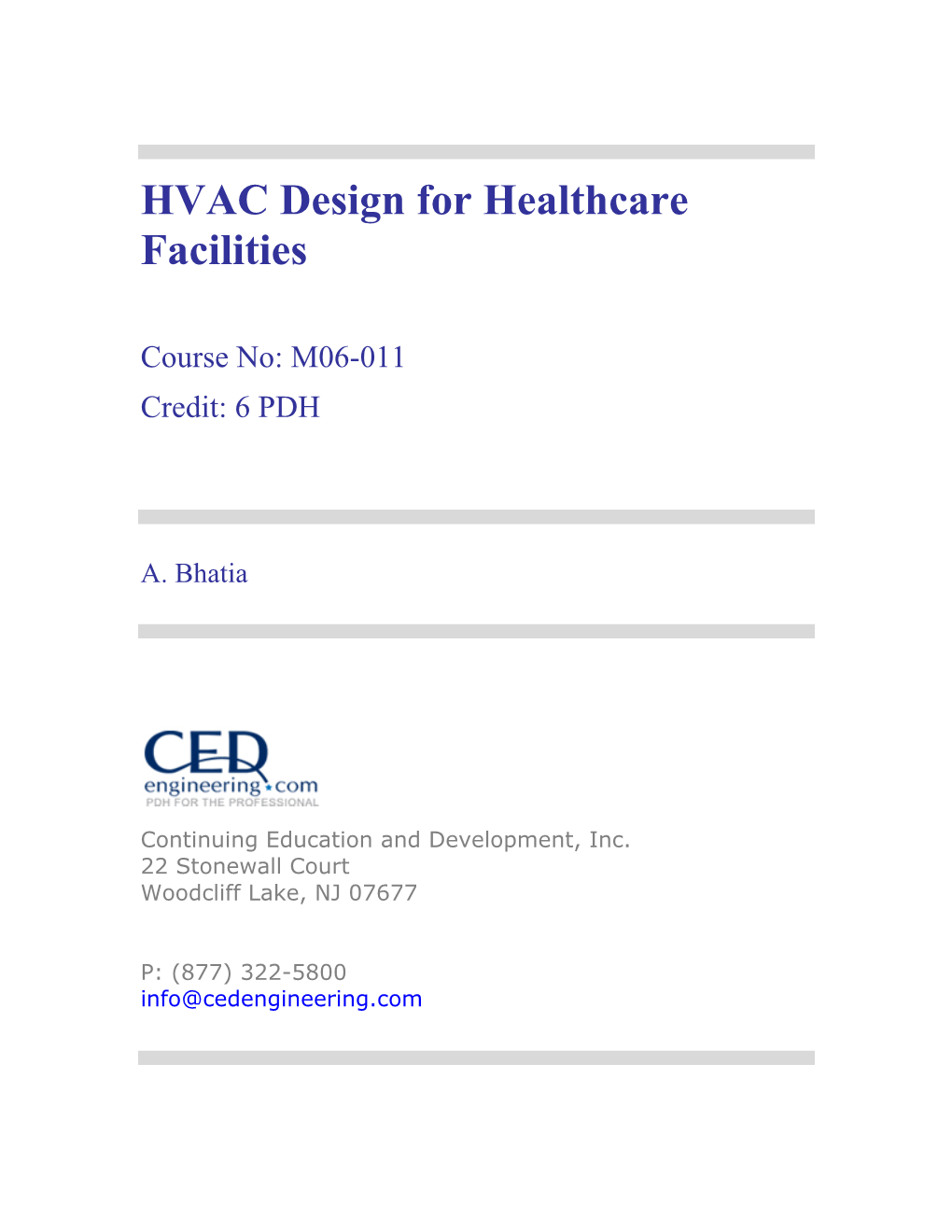 HVAC Design for Healthcare Facilities