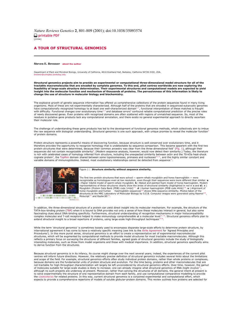 Nature Reviews Genetics 2, 801-809 (2001); Doi:10