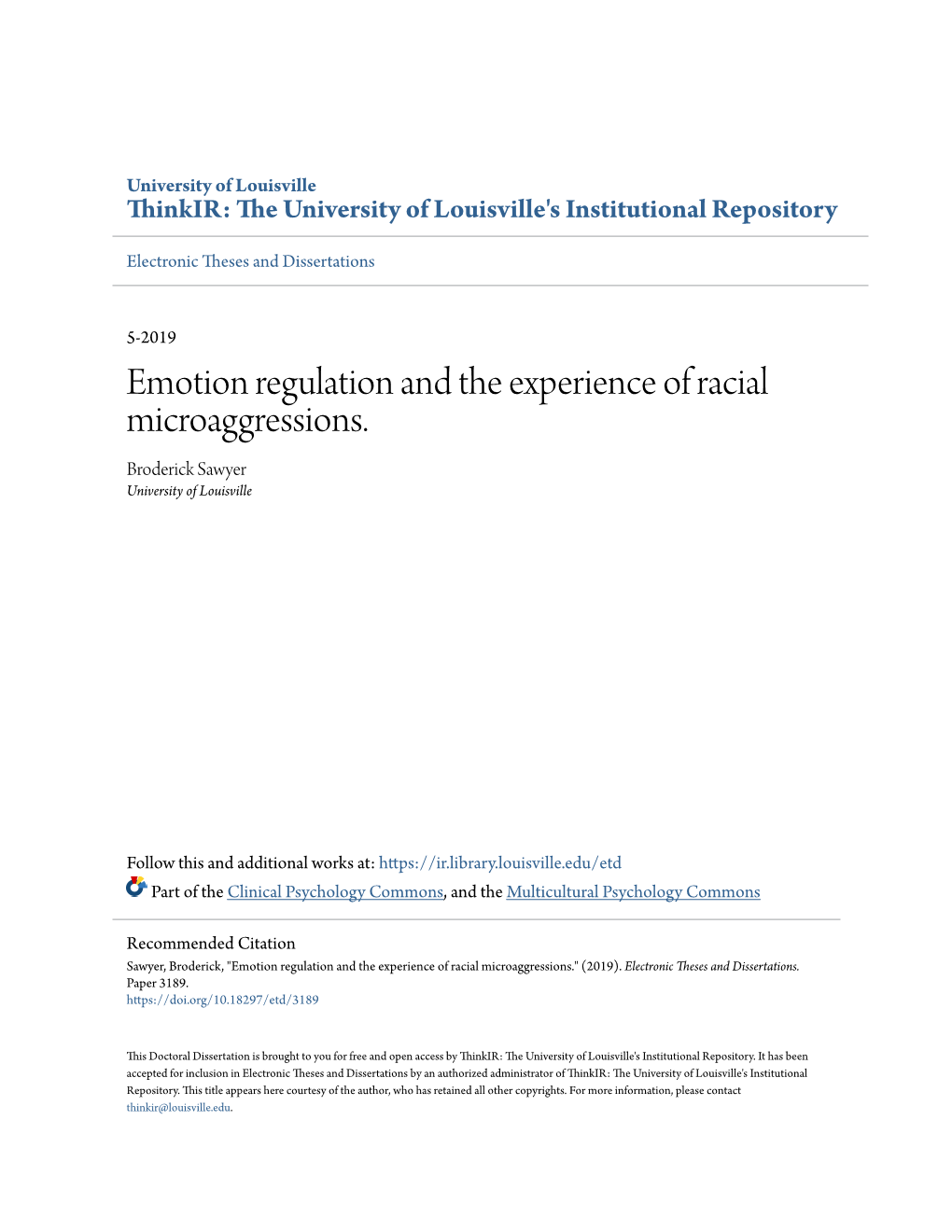 Emotion Regulation and the Experience of Racial Microaggressions