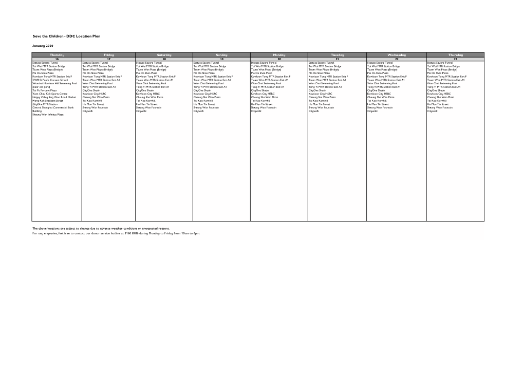 20200109 Weekly Location Plan2