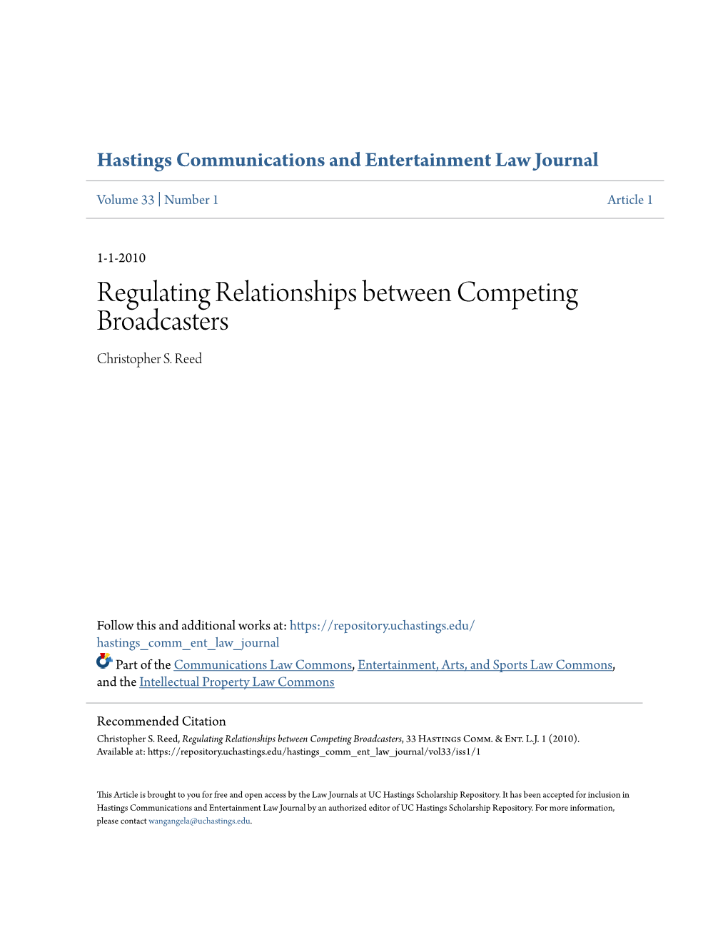 Regulating Relationships Between Competing Broadcasters Christopher S