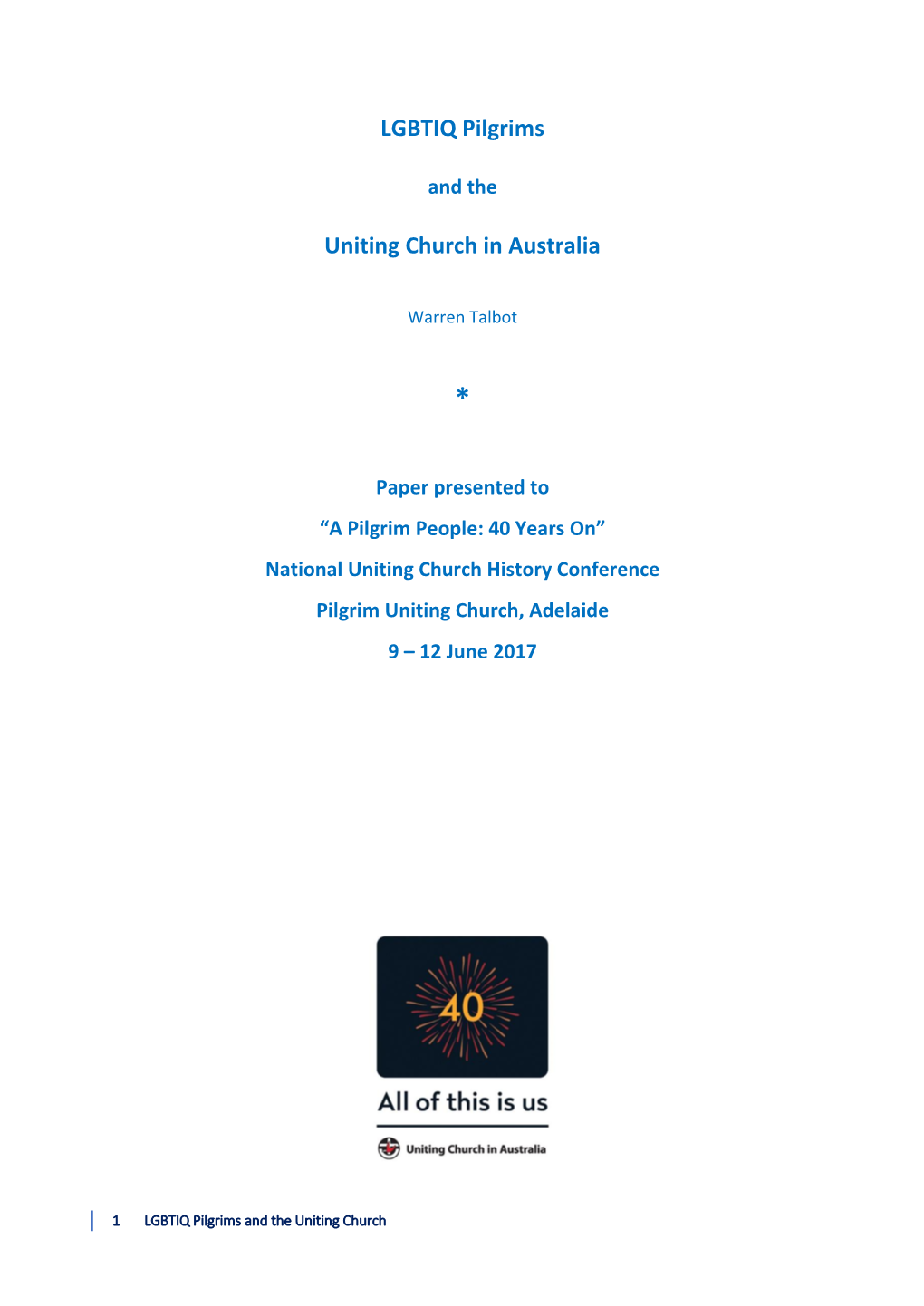 LGBTIQ Pilgrims Uniting Church in Australia