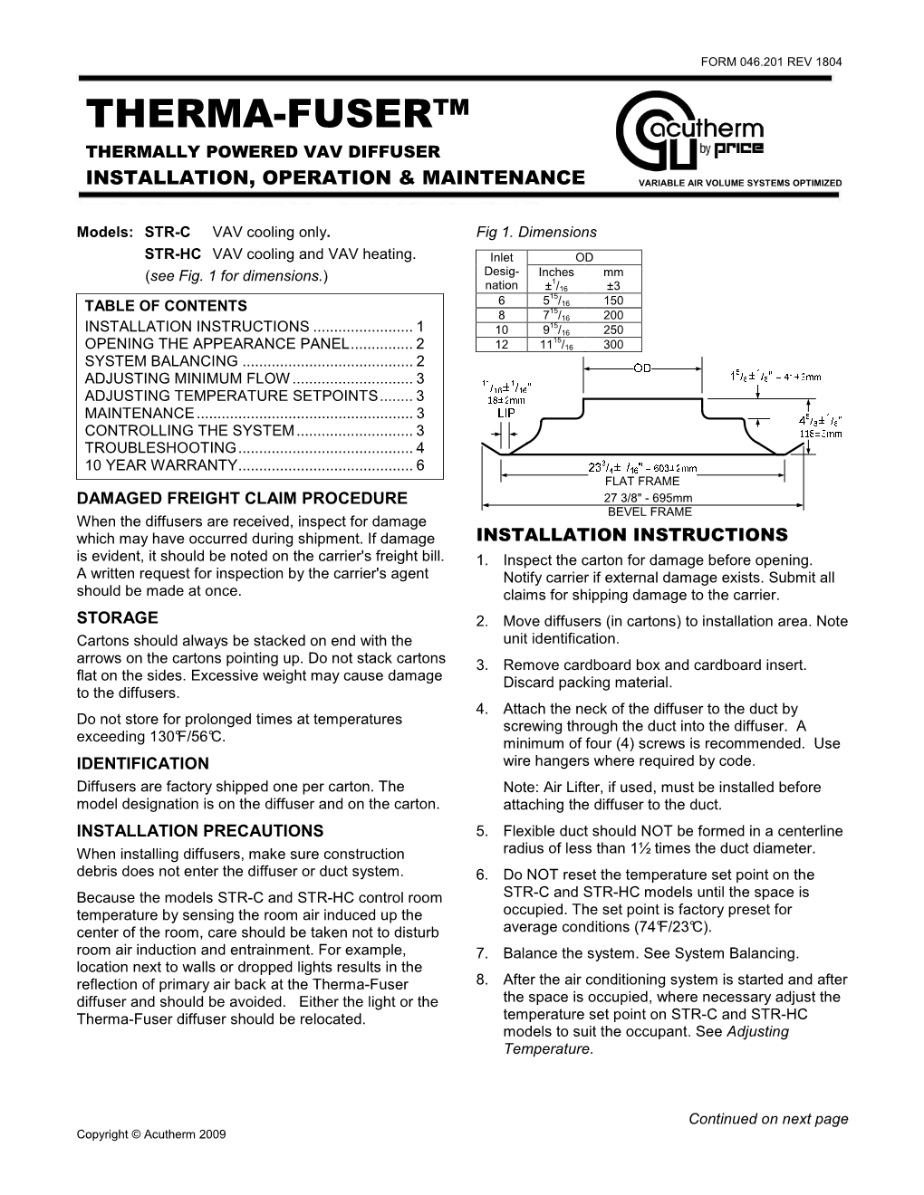 STR-C VAV Cooling Only