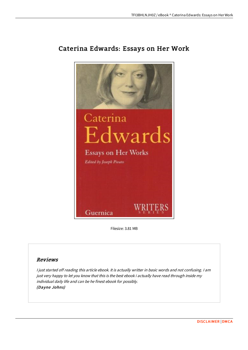 Read Ebook « Caterina Edwards: Essays on Her Work