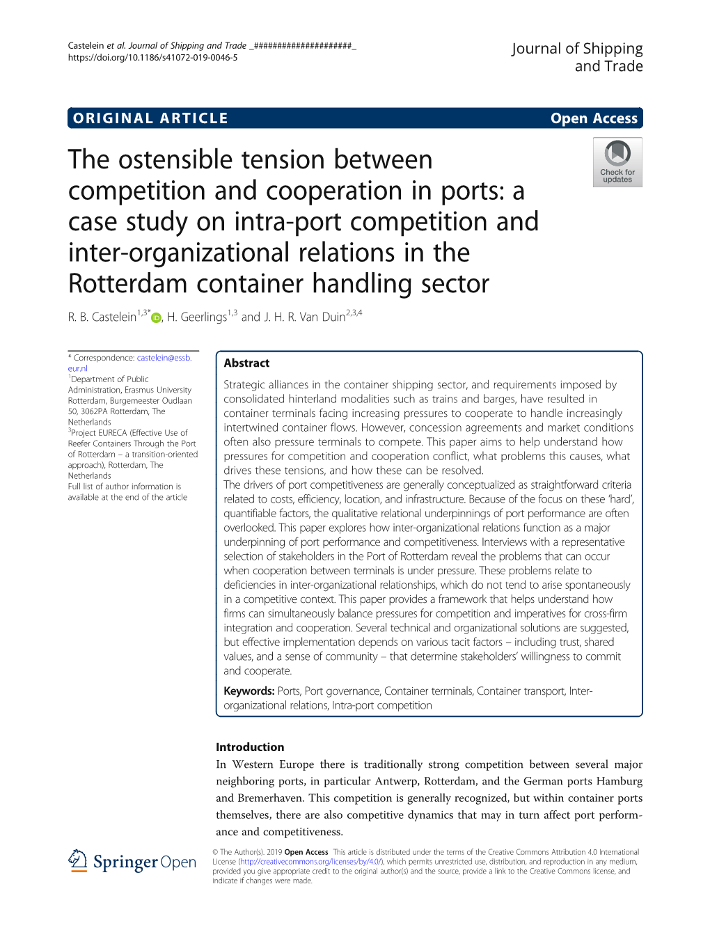 The Ostensible Tension Between Competition and Cooperation in Ports