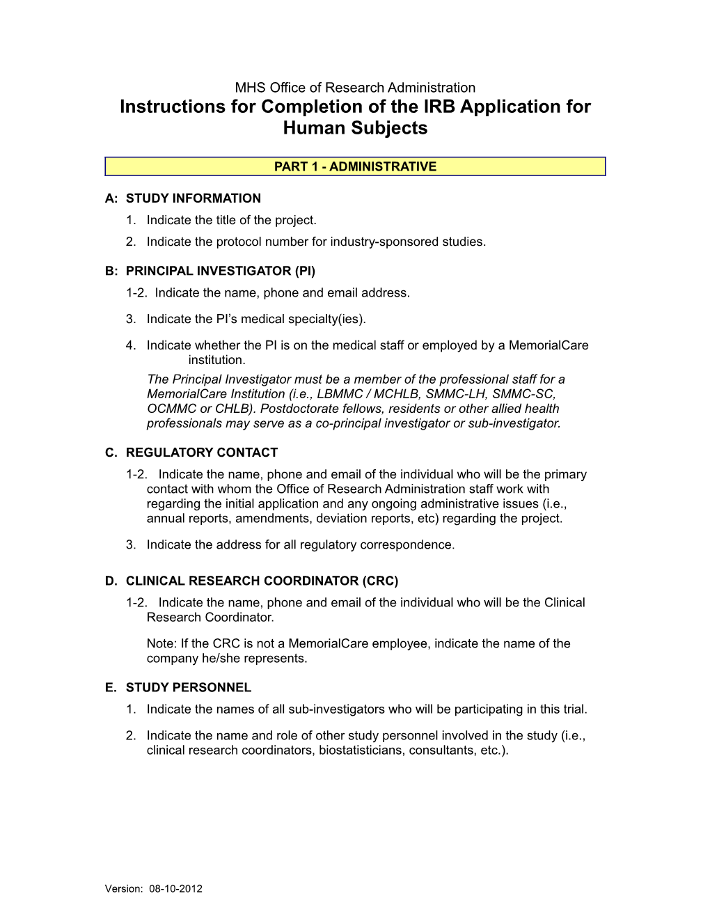 Project Application Form(S)