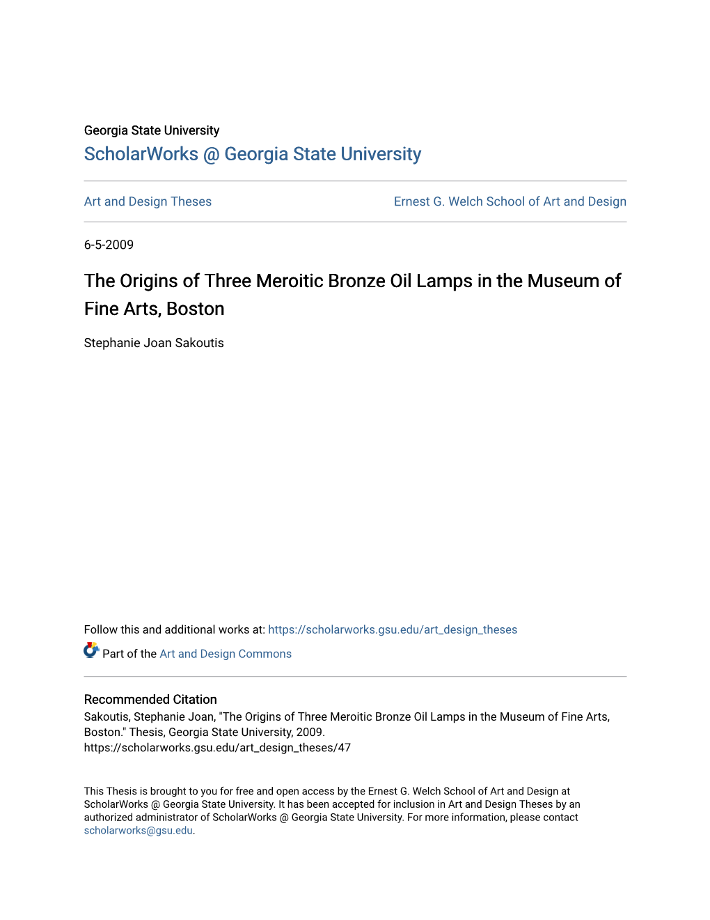 The Origins of Three Meroitic Bronze Oil Lamps in the Museum of Fine Arts, Boston