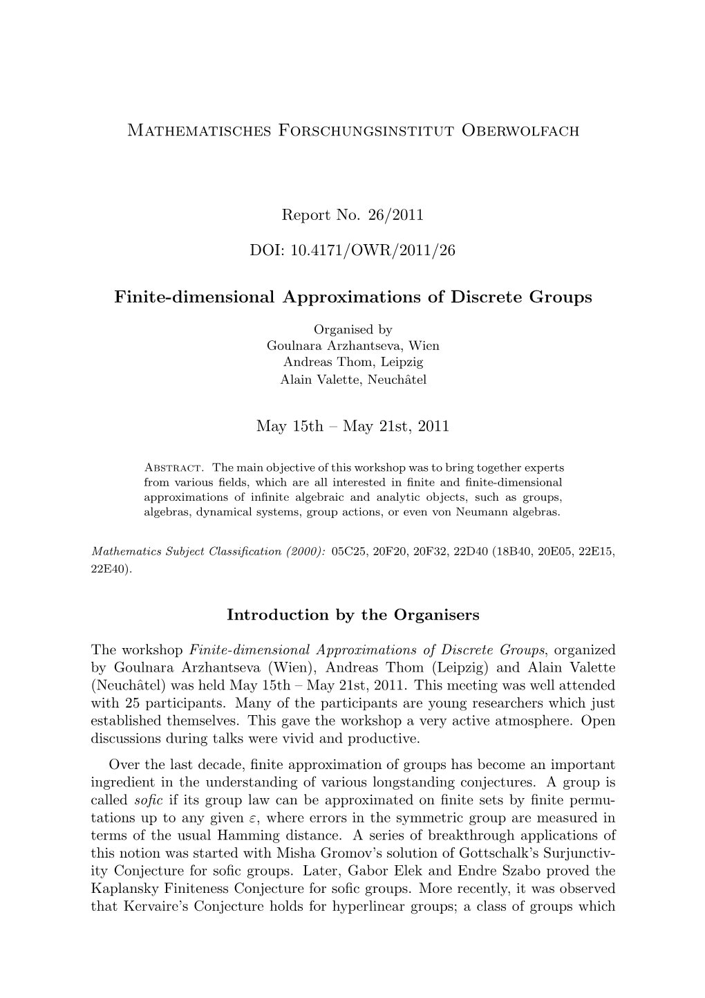 Finite-Dimensional Approximations of Discrete Groups