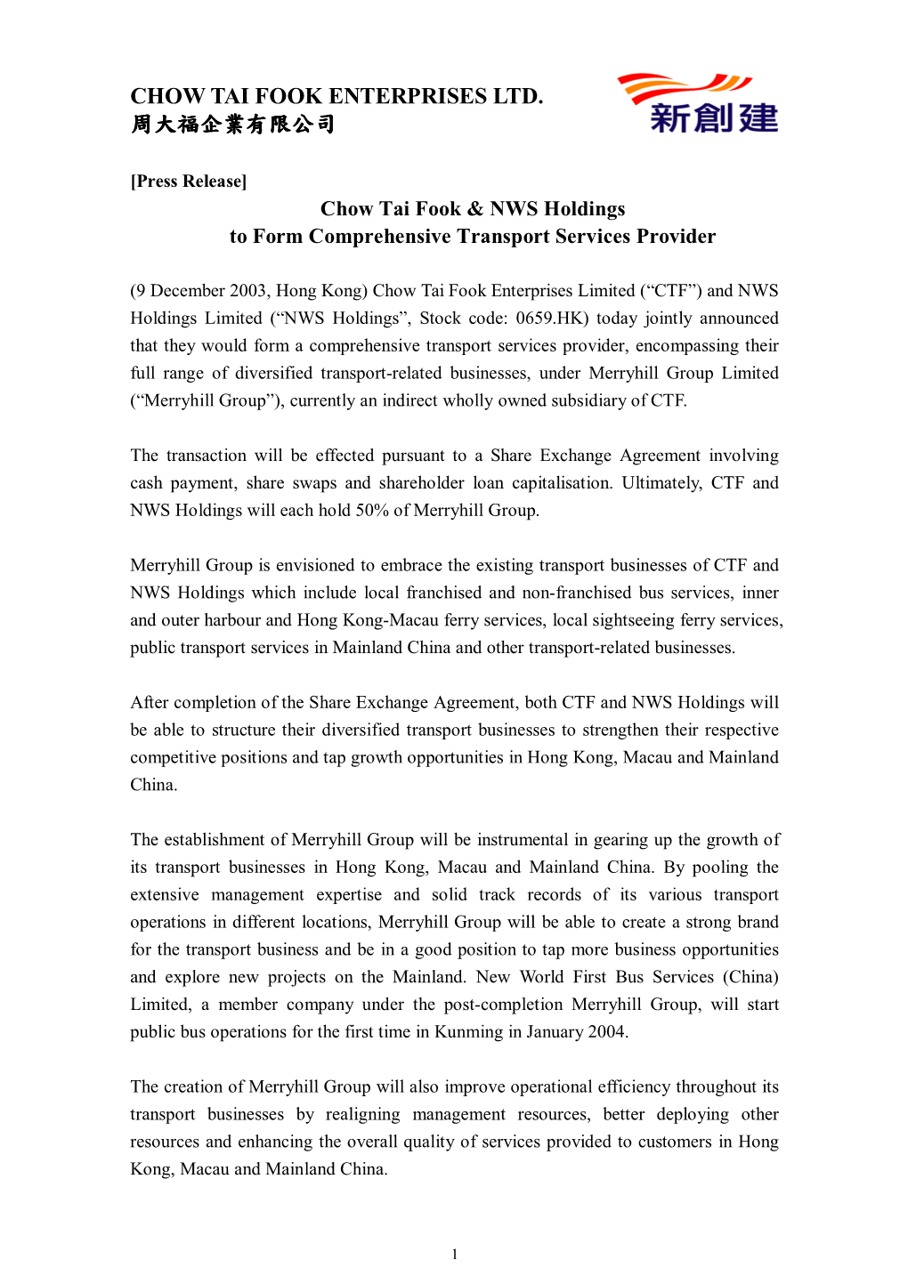 Chow Tai Fook Enterprises Ltd. 周大福企業有限公司