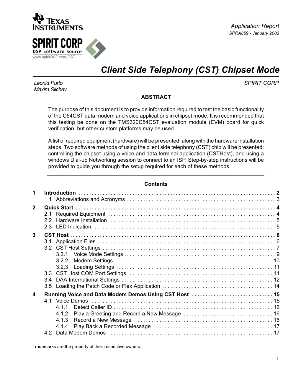 Client Side Telephony (CST) Chipset Mode