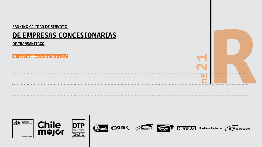 Ranking Calidad De Servicio De Empresas Concesionarias De Transantiago