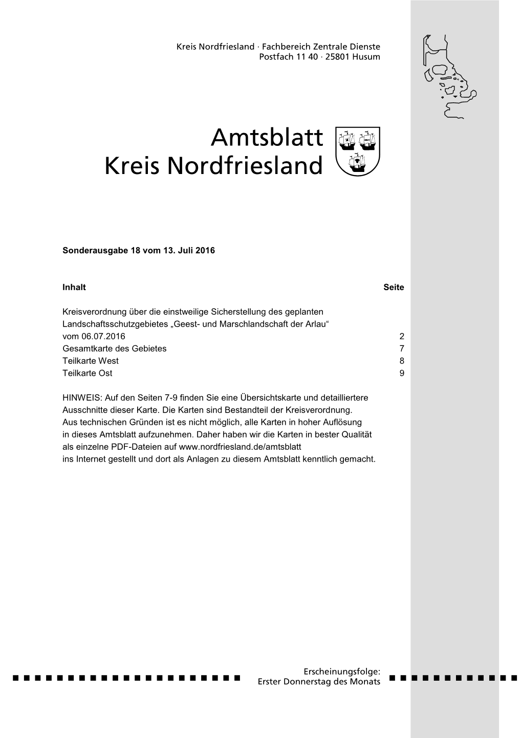 Kreis Nordfriesland · Fachbereich Zentrale Dienste Postfach 11 40 · 25801 Husum