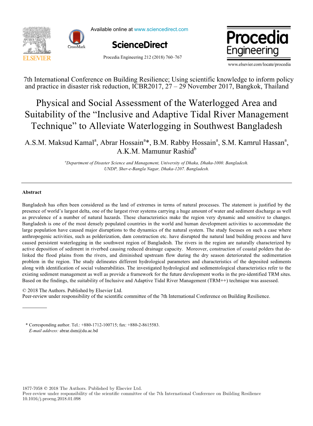 Physical and Social Assessment of the Waterlogged Area and Suitability