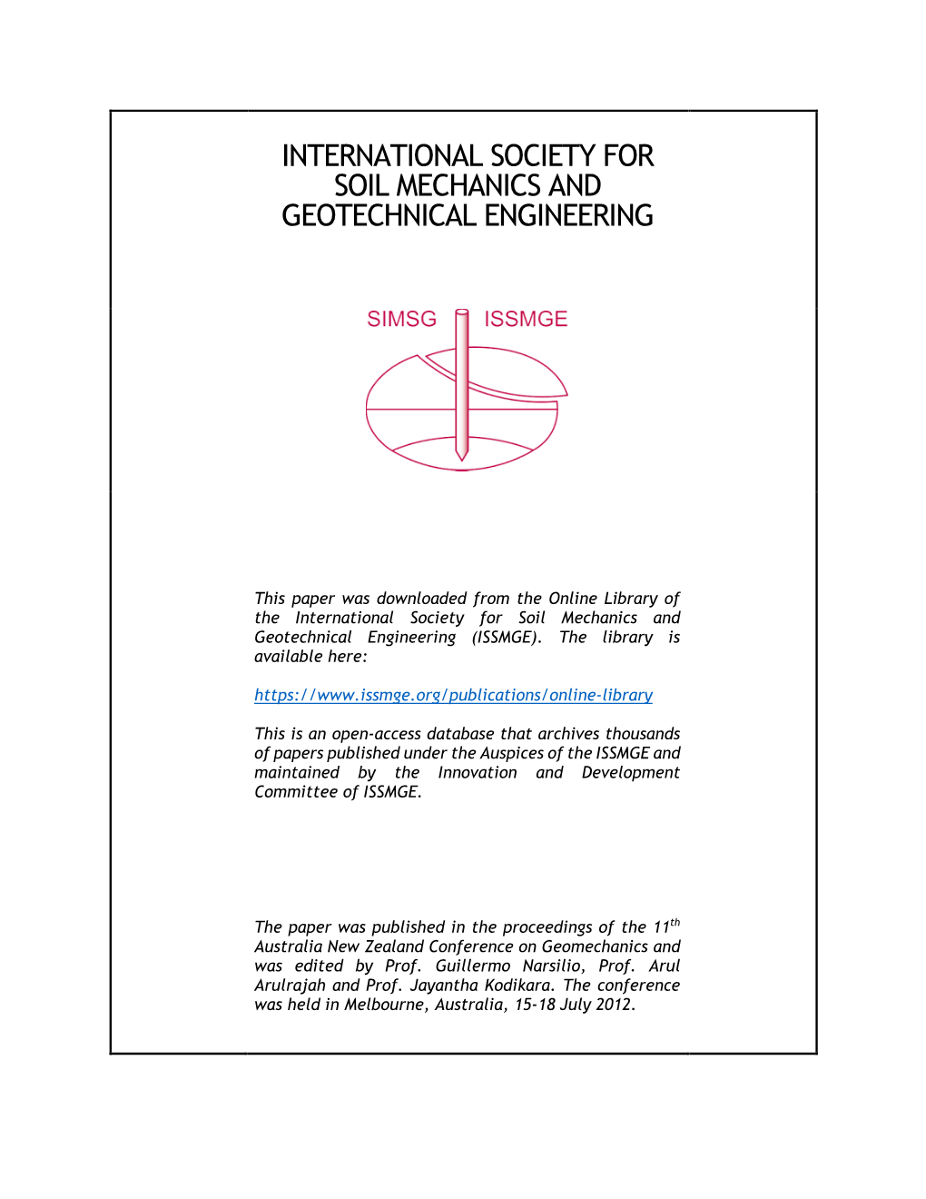 International Society for Soil Mechanics and Geotechnical Engineering