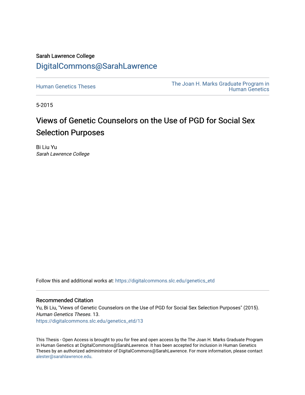 Views of Genetic Counselors on the Use of PGD for Social Sex Selection Purposes
