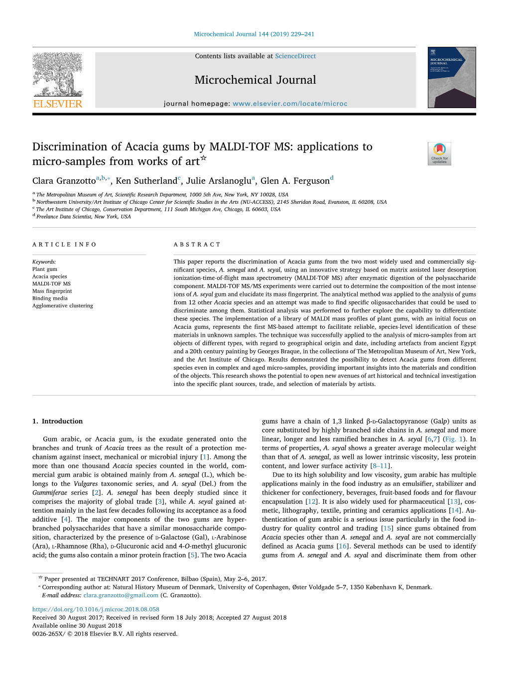 Discrimination of Acacia Gums by MALDI-TOF MS Applications To