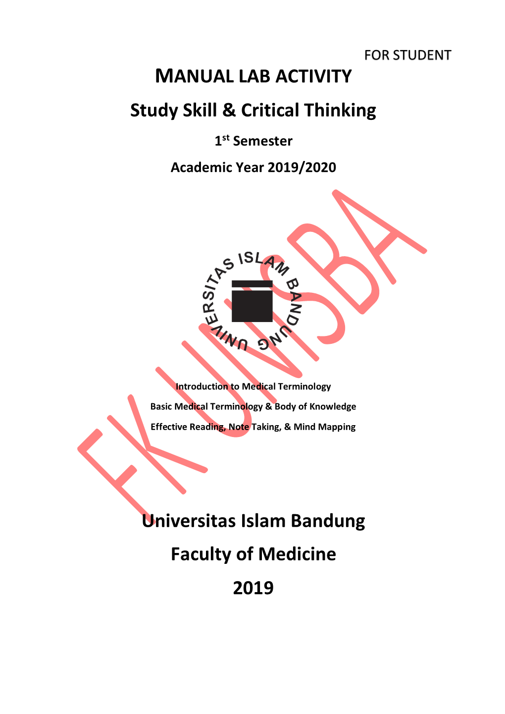 MANUAL LAB ACTIVITY Study Skill & Critical Thinking Universitas Islam