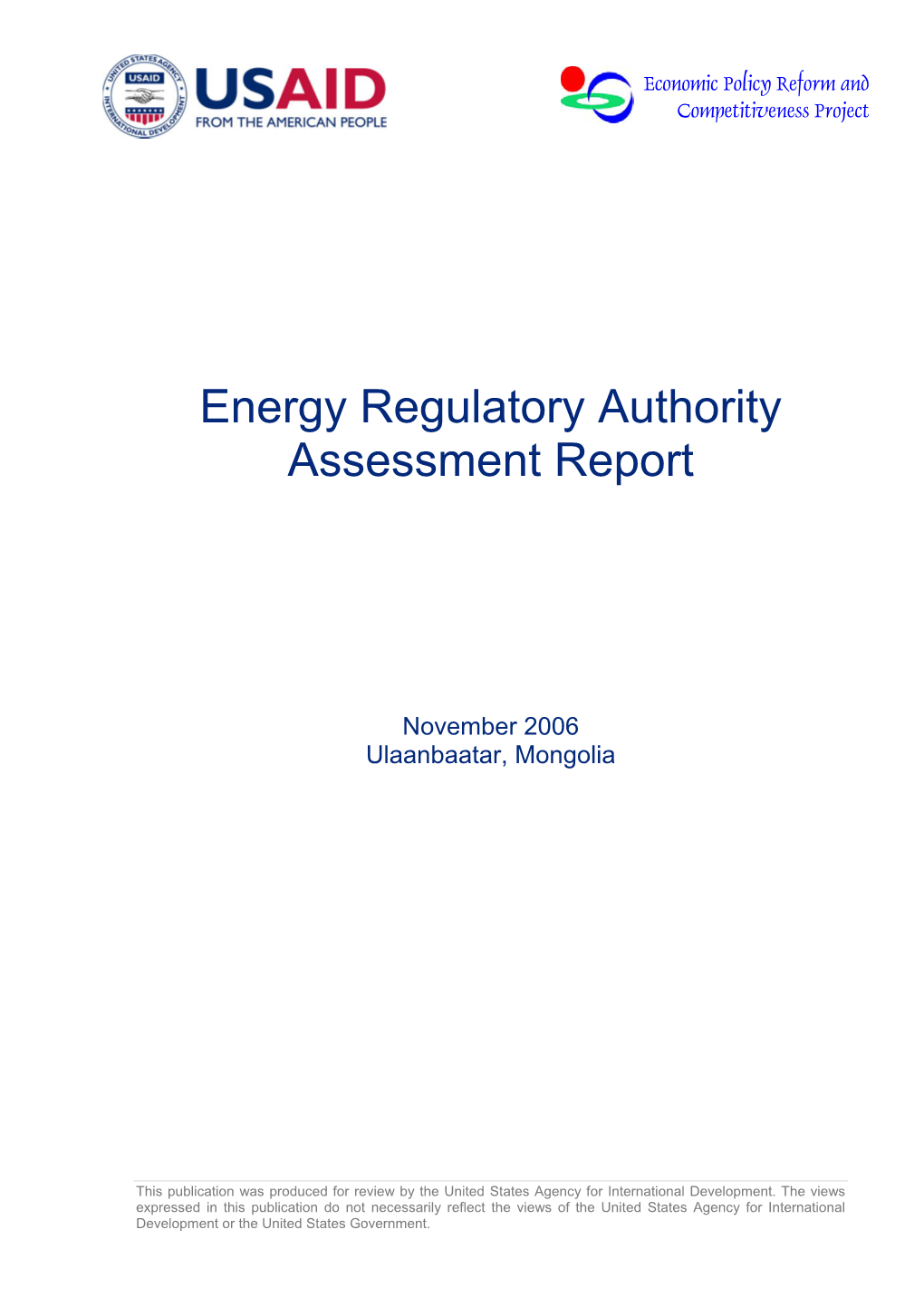 Energy Regulatory Authority Assessment Report