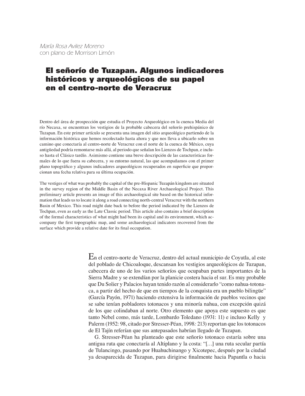 El Señorío De Tuzapan. Algunos Indicadores Históricos Y Arqueológicos De Su Papel En El Centro-Norte De Veracruz