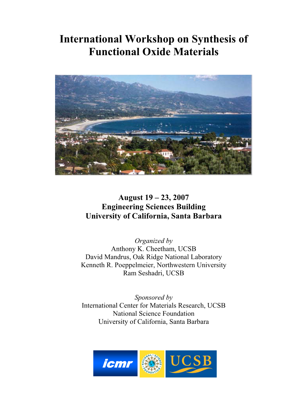 International Workshop on Synthesis of Functional Oxide Materials