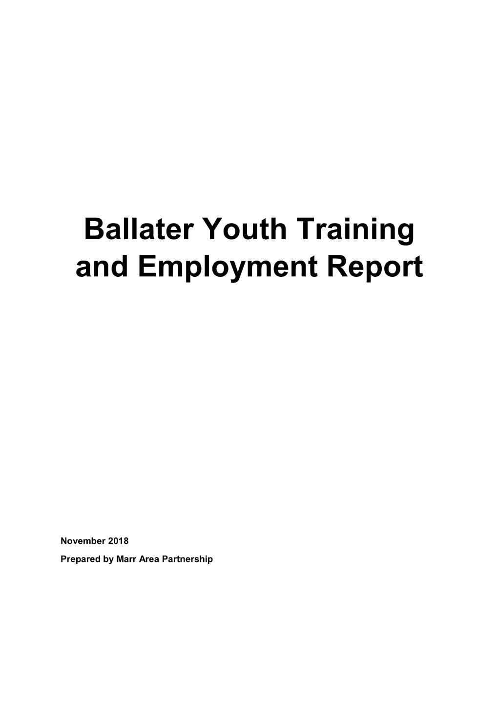 Ballater Youth Training and Employment Report