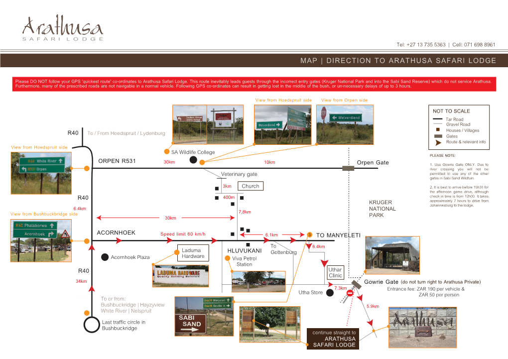 Map | Direction to Arathusa Safari Lodge