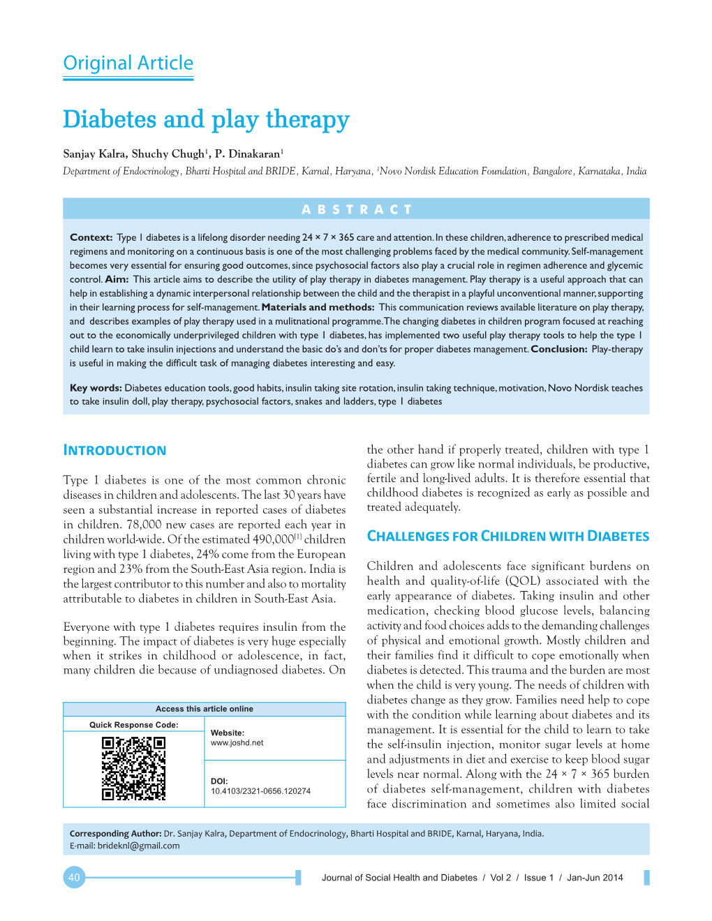 Diabetes and Play Therapy