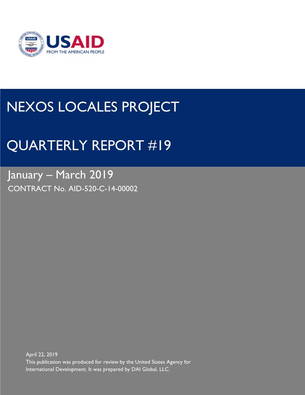 Nexos Locales Project Quarterly Report