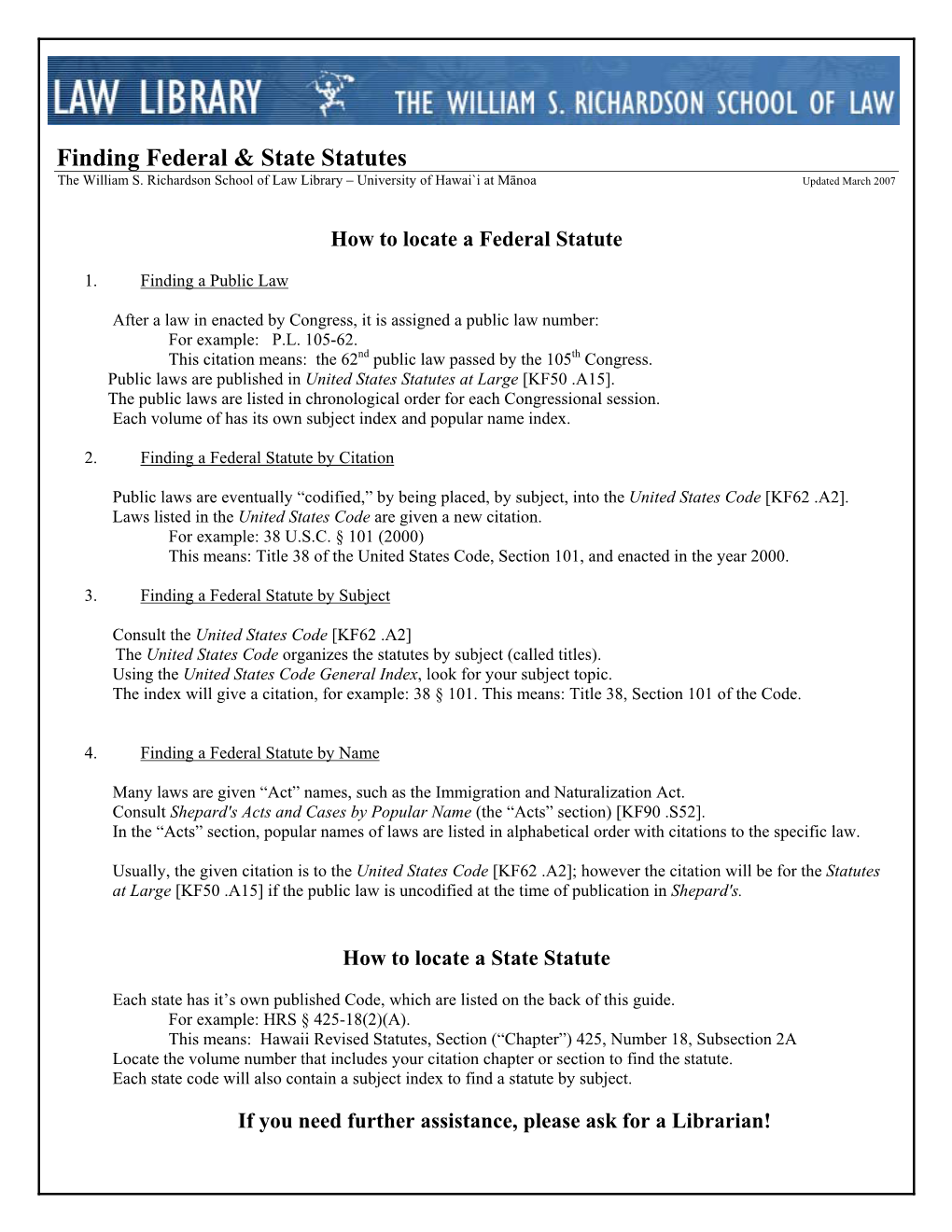 Current Statutory Codes the William S