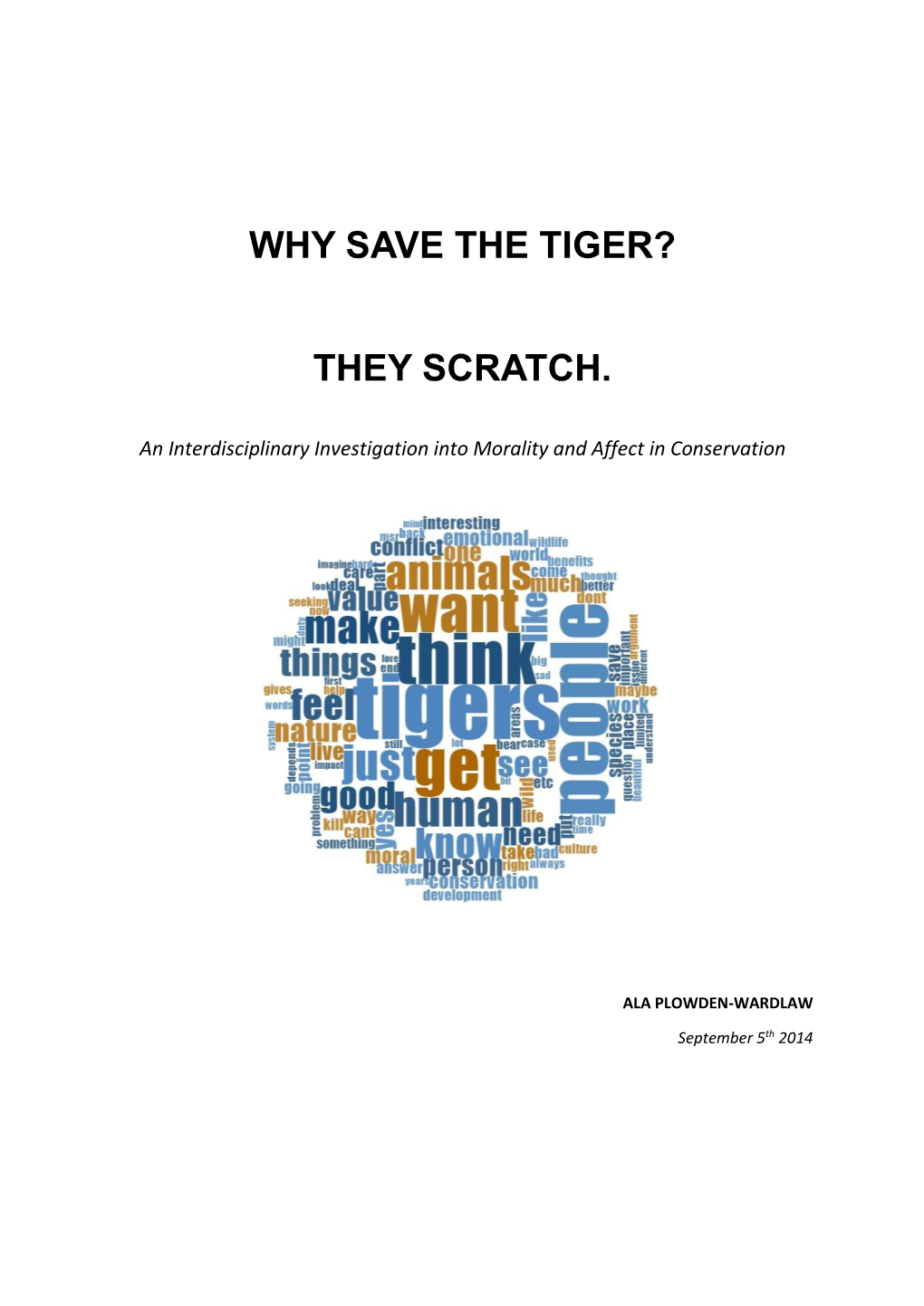 Why Save the Tiger 050914