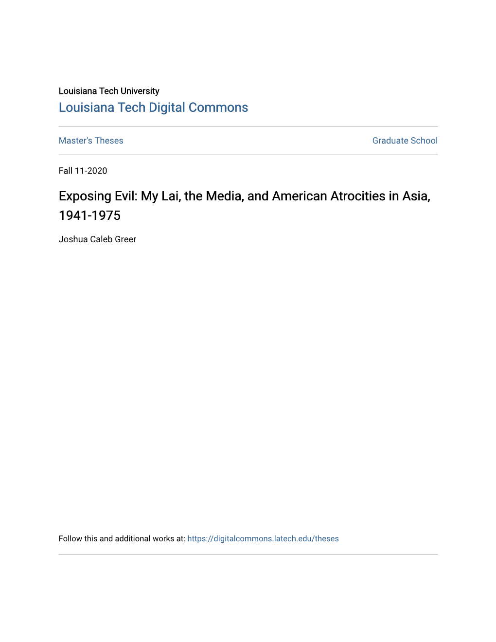 My Lai, the Media, and American Atrocities in Asia, 1941-1975