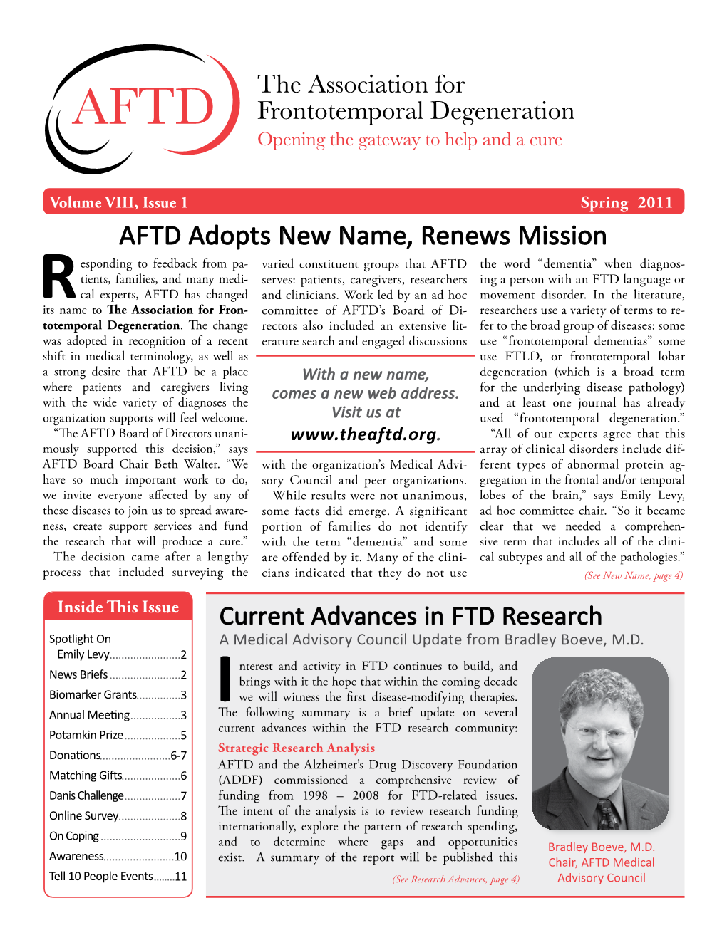 AFTD Adopts New Name, Renews Mission