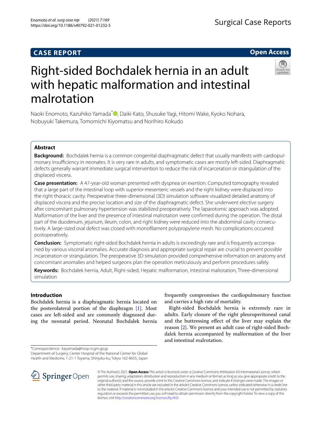 Right-Sided Bochdalek Hernia in an Adult with Hepatic Malformation And