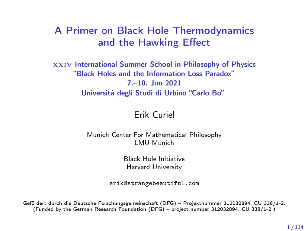 A Primer on Black Hole Thermodynamics and the Hawking Eﬀect