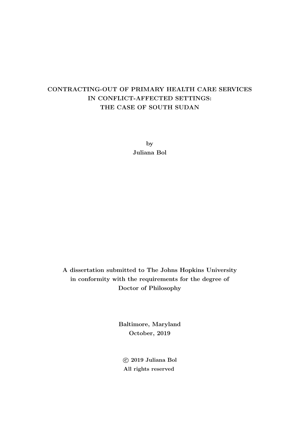 THE CASE of SOUTH SUDAN by Juliana Bol a Disserta