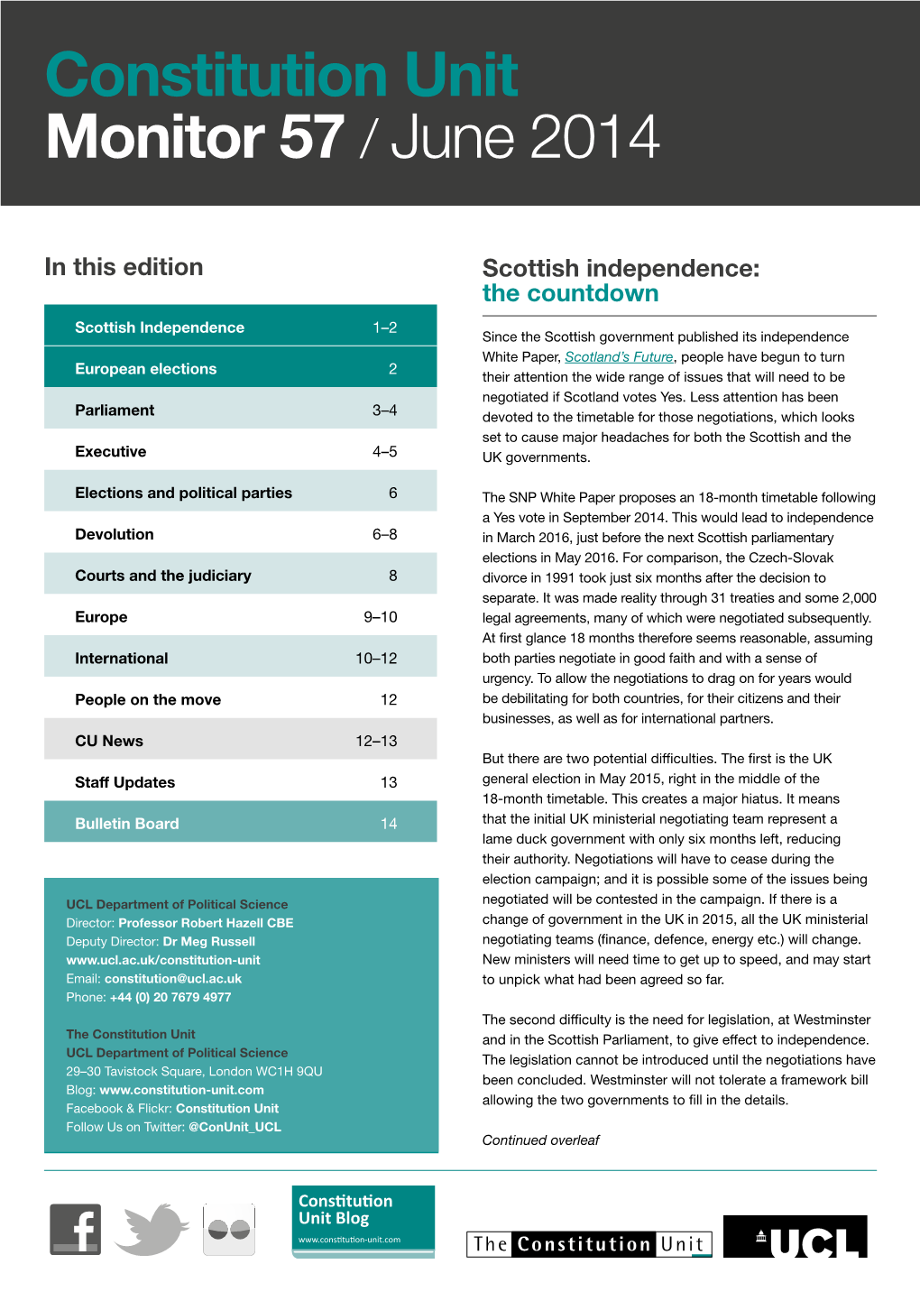 MONITOR 57 | ISSN 1465–4377 | 1 Constitution Unit Monitor 57 / June 2014