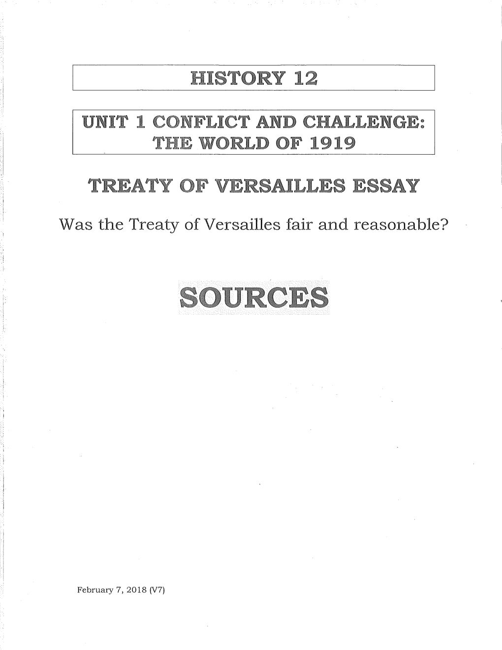 Was the Treaty of Versailles Fair and Reasonable?