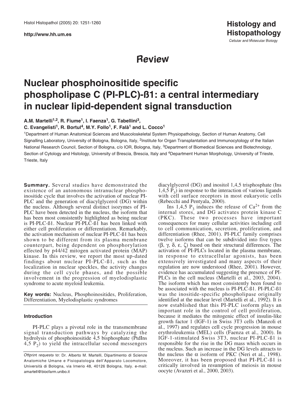 Review Nuclear Phosphoinositide Specific Phospholipase C