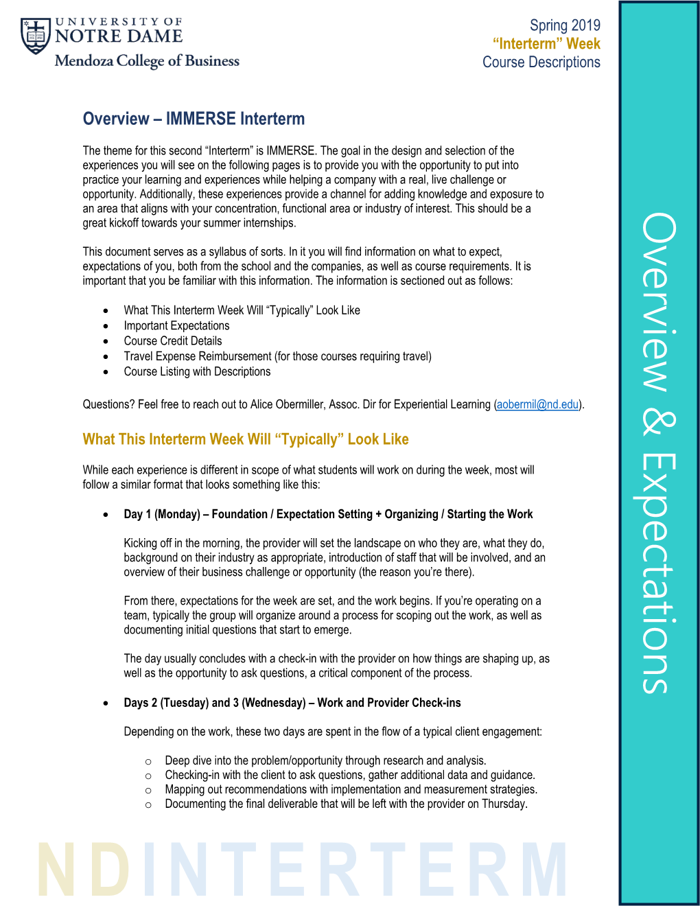 IMMERSE Interterm Course Catalog