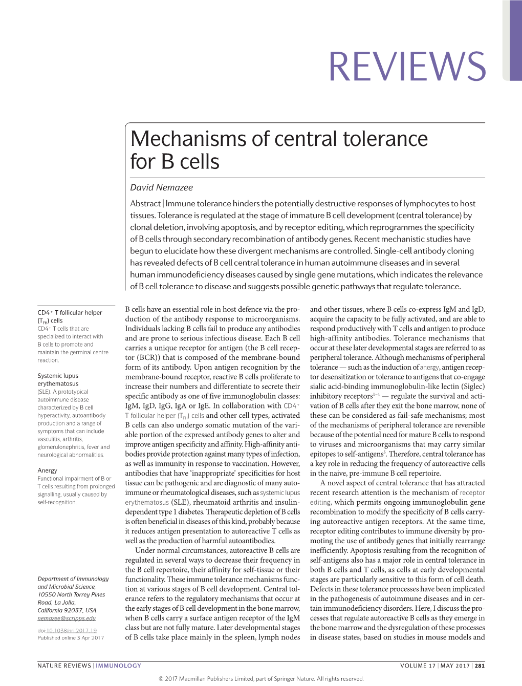 Mechanisms of Central Tolerance for B Cells