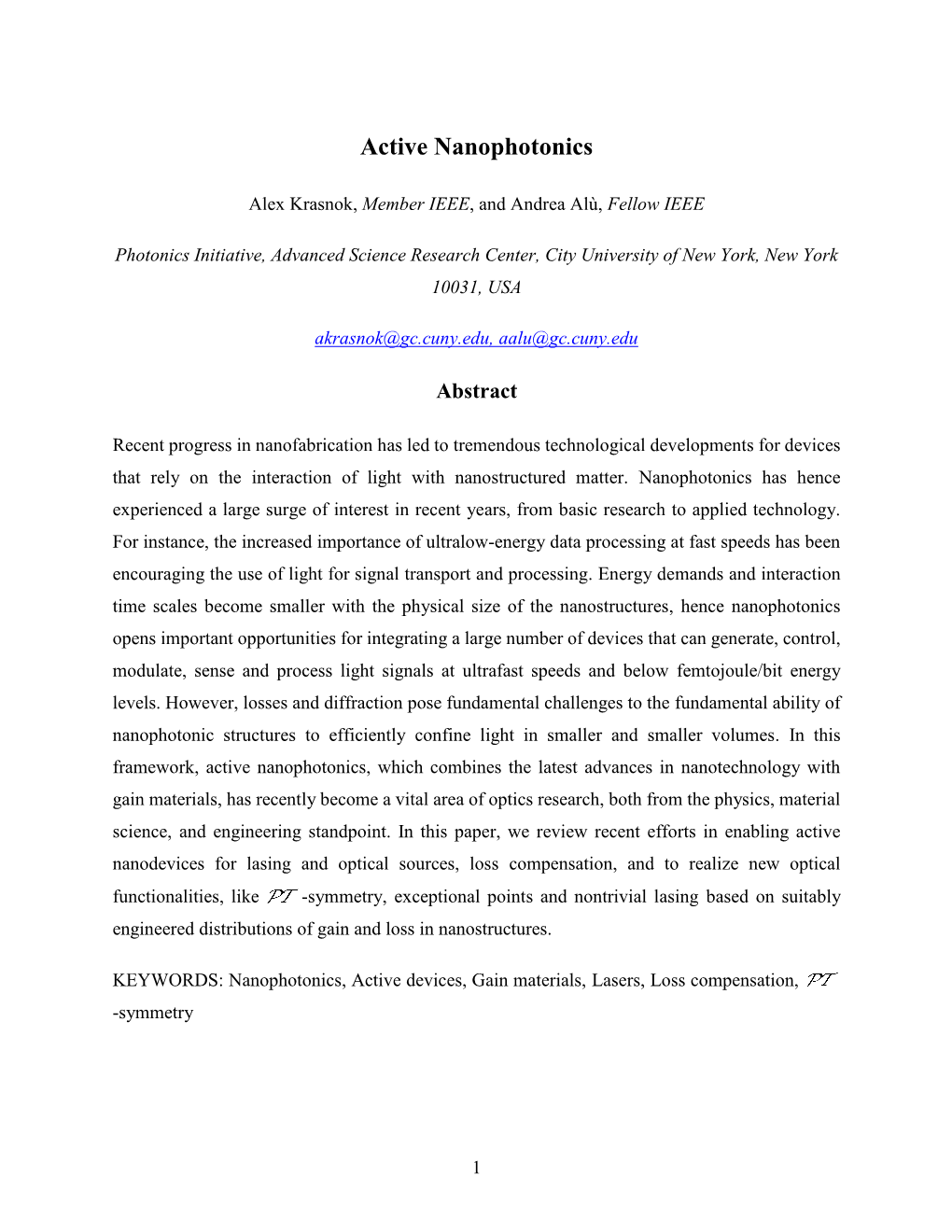 Active Nanophotonics