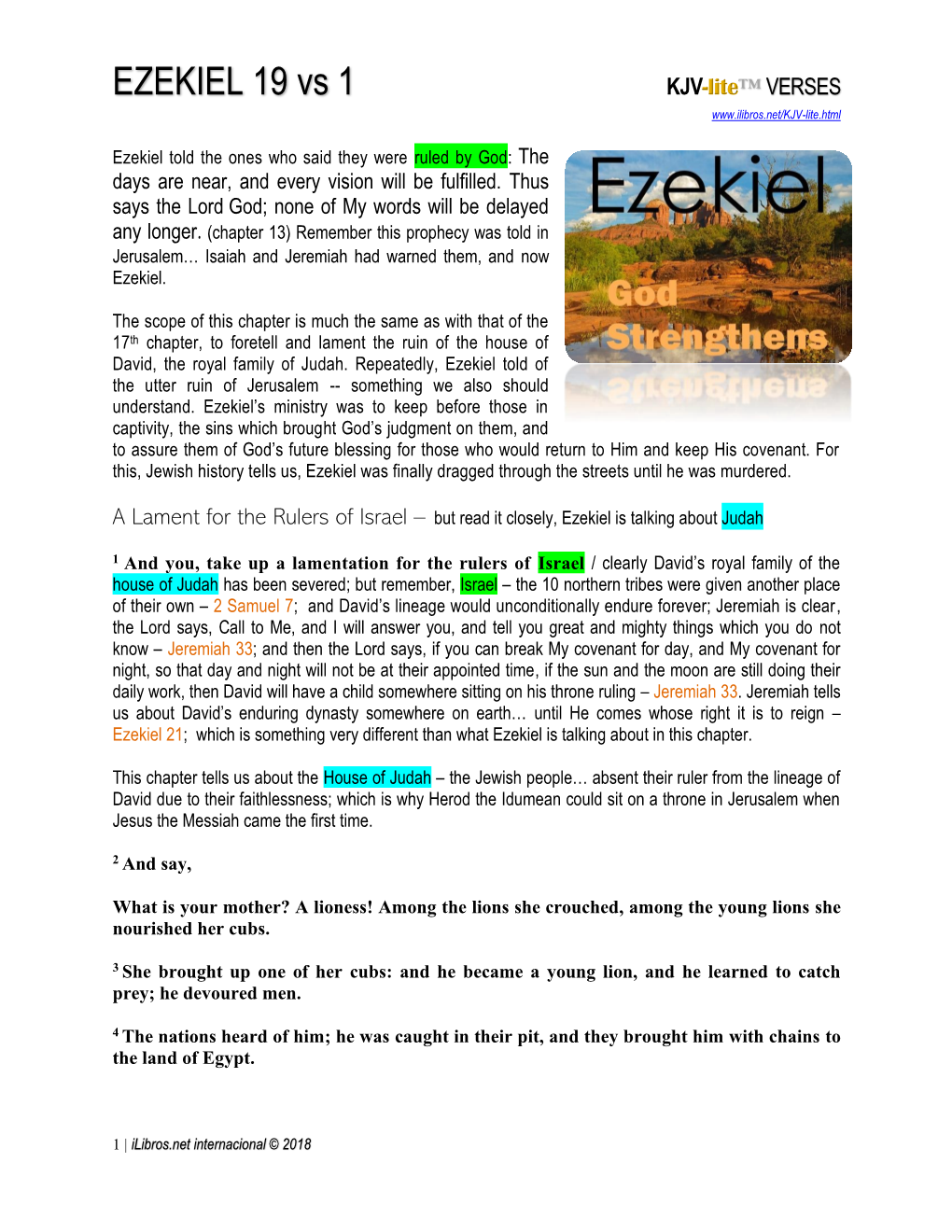 EZEKIEL 19 Vs 1 KJV-Lite™ VERSES