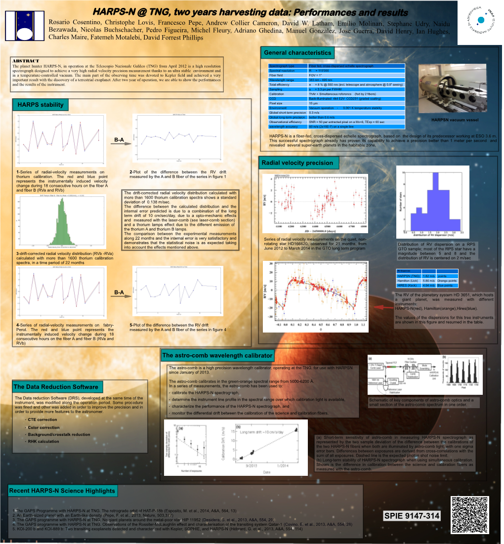 HARPS-N @ TNG, Two Years Harvesting Data: Performances and Results Rosario Cosentino, Christophe Lovis, Francesco Pepe, Andrew Collier Cameron, David W
