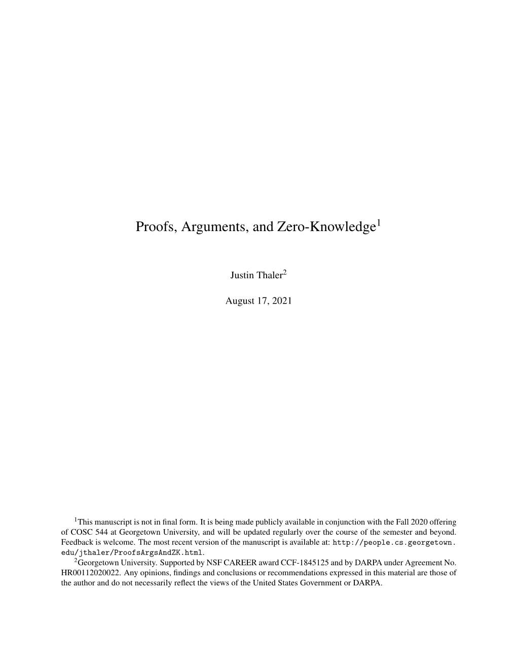 Proofs, Arguments, and Zero-Knowledge1